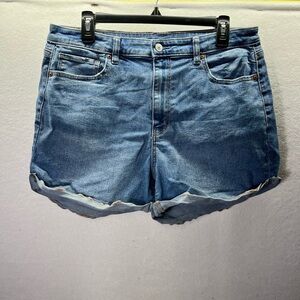 American Eagle Mom Short Cut Off Jean Shorts Womens 14 Plus Stretch Blue 2415